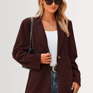 NWT Oversize Pretty Garden Brown Soft Corduroy Women's Blazer Jacket Size XL BRN